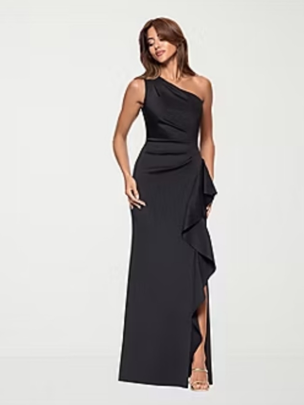 One-Shoulder Black Evening Gown